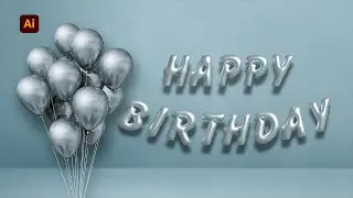 learn how to create realistic 3d foil balloon text effect in Adobe Illustrator tutorial |MJ Graphics