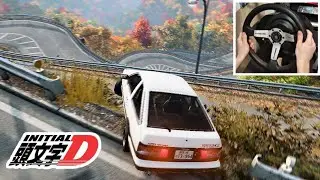 BeamNG drifting dangerous touge road with Steering Wheel