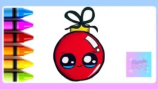Cómo Dibujar una BOLA DE NAVIDAD  kawaii.