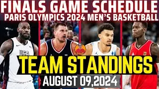 TEAM STANDINGS MEN'S BASKETBALL PARIS OLYMPICS 2024 AUGUST 09,2024|GOLD MEDAL GAME SCHEDULE