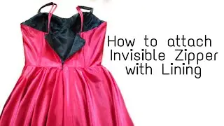 How to attach invisible zipper to a dress with lining /sewing tutorial /Sewing for beginners
