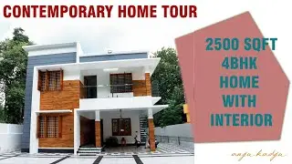 CONTEMPORARY HOME TOUR 2022/ 2500 SQFT 4 BHK / WITH INTERIOR /KERALA HOME TOUR MALAYALAM/ ANJU KADJU