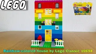 Lego Classic 10698 assembling to rainbow-colored house 