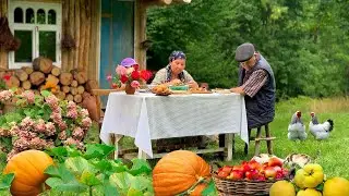 Grandma Cooked Pumpkin Pilaf. Jam and Apple-Quince Pie.