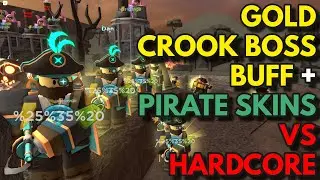 GOLD CROOK BOSS BUFF + PIRATE SKINS VS HARDCORE MODE | Roblox Tower Defense Simulator