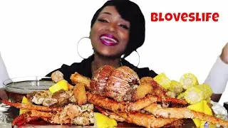 Seafood Boil 12 ⚠ Messy Eating, Smacking, King Crab Legs, Lobster, Jumbo Fried Shrimp