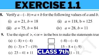 Class 7 Maths Chapter 1 Integers - Exercise 1.1 Q8 & Q9