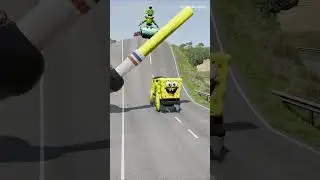 Weird Cars & Motorcycles Going Down to Spinner Hammer Foot Spongebob Crush in BeamNG.drive