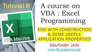 Tutorial 8 With construction and some useful application properties :VBA macros excel programming