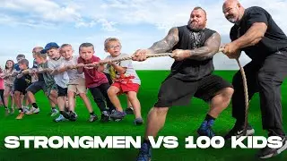 STRONGMEN VS 100 KIDS TUG OF WAR Ft. BRIAN SHAW & EDDIE HALL