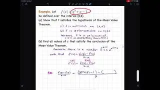 An Example of the Mean Value Theorem