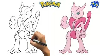 Mega Pokemon Drawing || How to Draw Mega Mewtwo X Easy