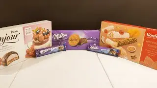 asmr печенье Milka и пирожное Bonjour  | asmr cookies Milka and Bonjour cake #asmr #milka