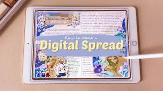 how to create a digital reading journal spread 🤍 2023 iPad journal tutorial ✦ Genshin Impact