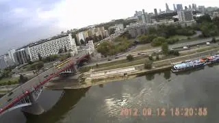 Wisła z lotu ptaka Warszawa Samolot RC z kamerą - Most Poniatowskiego