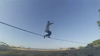 Trickline on beach of baltic sea