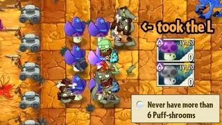 Plants vs. Zombies 2: Jurassic Marsh Day 30 only 6 Puff-shrooms Limit Cleared