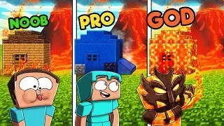 Minecraft - NOOB PRO GOD - Volcano Survival Challenge!