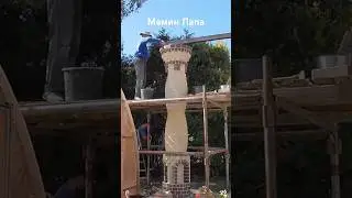 👍Гениальные строители на совершенно новом уровне. Кладка крученого кирпичного столба #shorts