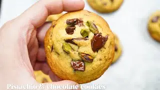 「簡易聖誕食譜」有手攪拌就成功！外脆內軟美式開心果朱古力曲奇的做法（無需機器）How to make Pistachio & Chocolate Cookies easy recipe