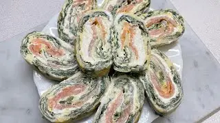 Рулет из шпината и лосося. Кухня. Готовим дома. Настёна-поварёна. Соленый рулет. Шпинат.