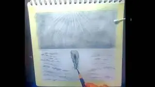SEA SCAPE, PENCIL DRAWING,