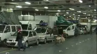OurTour drive a motorhome onto the GNV ferry to Tunisia at Palermo port, Sicily