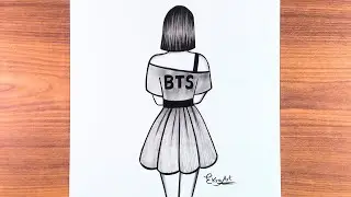 Learn How to draw a BTS Girl - step by step | BTS Drawing | Draw Girl - Pencil sketch tutorial