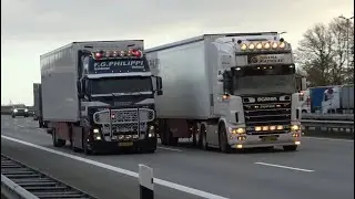 SCANIA 164L V8 580 Dijkstra Plastics B.V. - VOLVO FH16 F. G. Philippi Transport - Open Pipe Sound