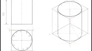 4.7a-Drawing Isometric View of a Cylinder (Radius 25 mm; Height 60 mm)