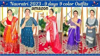 Navrati 2023 - 9 Days 9 Color Outfit Ideas | What I orderd vs What I got from Amazon
