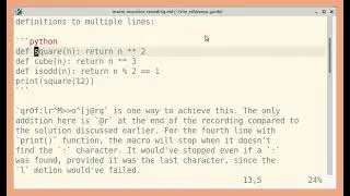 Vim Macro: recursive recording