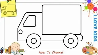 How to draw a truck EASY step by step for kids, beginners, children 8