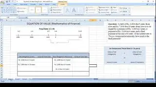 EQUATION OF VALUE using EXCEL //Mathematics of Finance// Business Mathematics through Excel