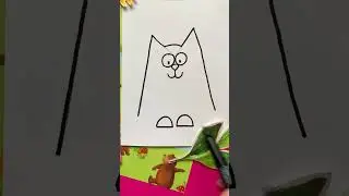 Как нарисовать кошку из буквы М