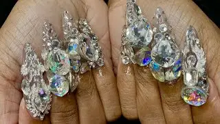 Bling queen nails 💎  | Fill, repair, & rebalance | Cluster bling nails | Uñas con muchos cristales 💎