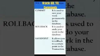 Oracle SQL TCL Commands | SQL most asked question in an interview#oracle#sql #shortvideo#shortvideo