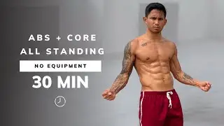 30 MIN KILLER ABS + CORE ALL STANDING HIIT - No Equipment, Home Workout, No Repeats