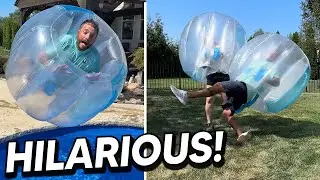 He got ROCKED! 🤕🤣 *Inflatable Ball Battle*