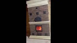 Каминопечь с хлебной камерой с вставками из песчаника  Кирпич Донские зори Данилово