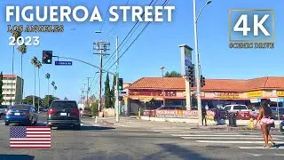 Figueroa Street Los Angeles California USA Driving 2023 4K