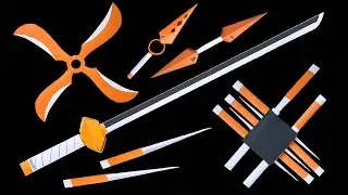 05 Origami Ninja Star/ Ninja Sword/Kunai/Knife/Katana || Origami Ninja Weapons