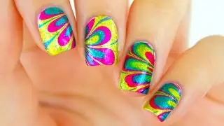 HOW TO WATER MARBLE Nail Tutorial | Rainbow Watermarble Nails