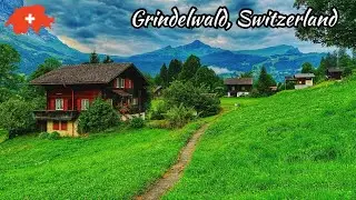 Grindelwald, Switzerland 4K - Beautiful morning walk after summer rain in Swiss village