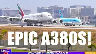 EPIC DOUBLE A380 ACTION at LAX!