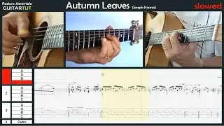 Autumn Leaves - (Joseph Kosma) - Chet Atkins - Guitar Tutorial Slow Played Tabs & Score