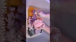ASMR Mushy Sponge Squeezing #mushysoap #soakedsoap  #spongesqueezing