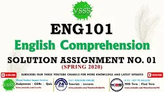 SOLUTION Assignment No. 01 (ENG101 - English Comprehension) Spring 2020