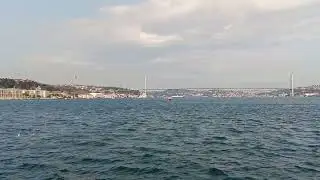 The view to the bridge over the Bosphorus bridge in Istanbul / 15 Temmuz Sehitler Köprüsü