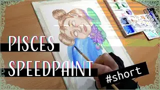 Pisces // A #Shorts watercolour painting speedpaint